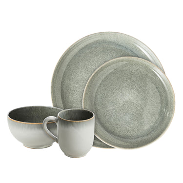 16 Piece Olive & White Nova Stoneware Dinner Set